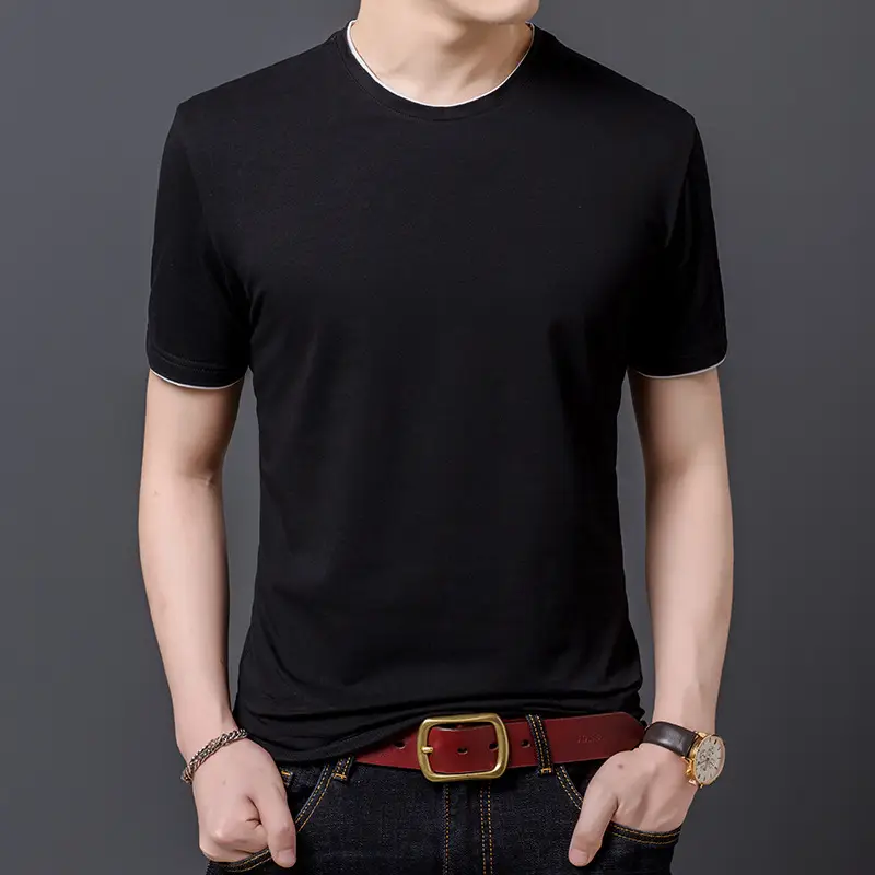 Men Red Slim Fit T-Shirt Round Neck Short Sleeve