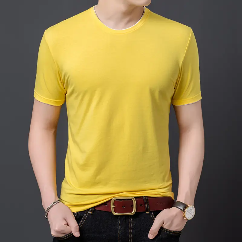 Men Red Slim Fit T-Shirt Round Neck Short Sleeve