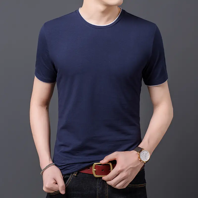 Men Red Slim Fit T-Shirt Round Neck Short Sleeve