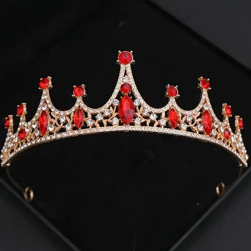 Princess Crown Tiara Red Crystal Bridal Accessory