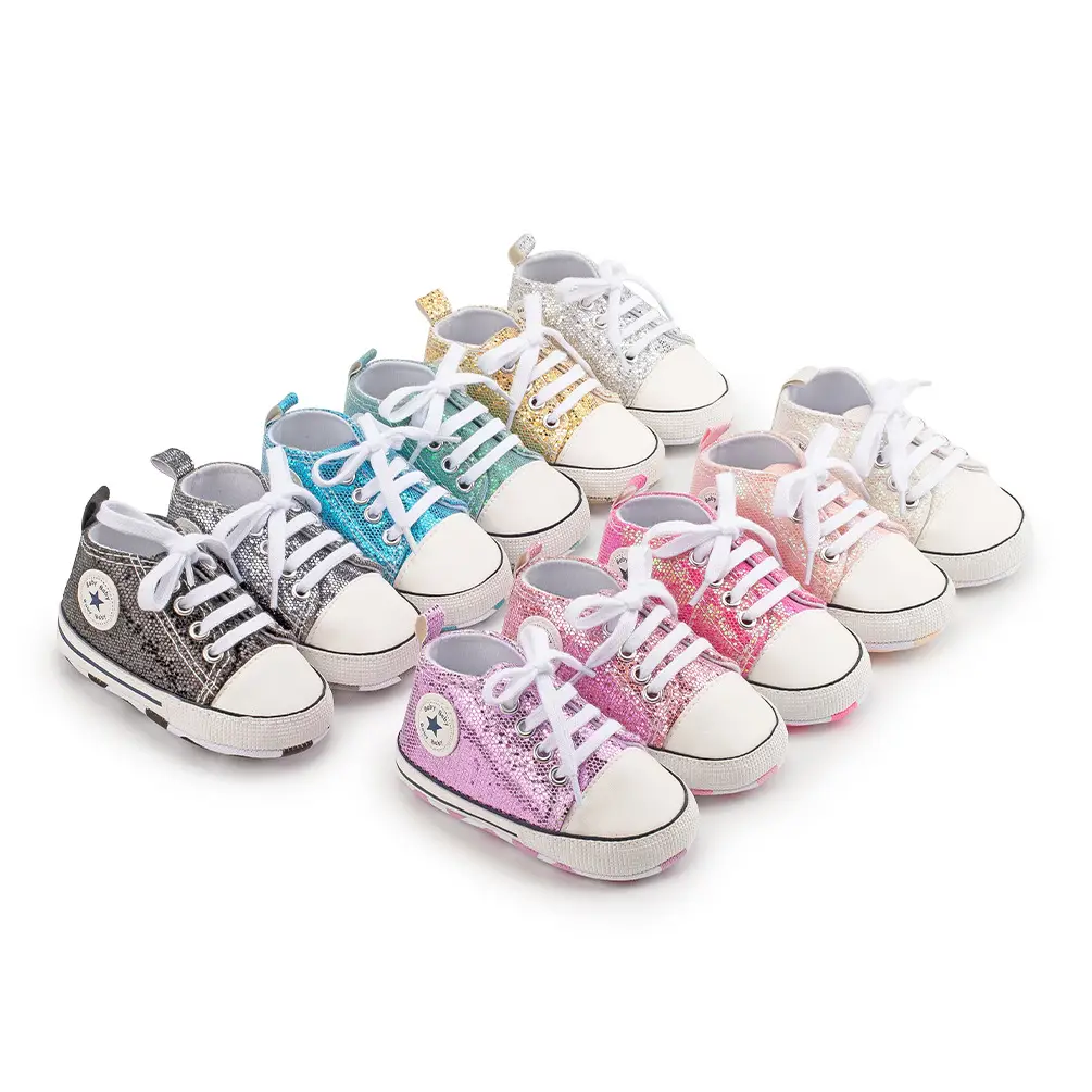 Pink Sequin Toddler Sneakers with White Sole