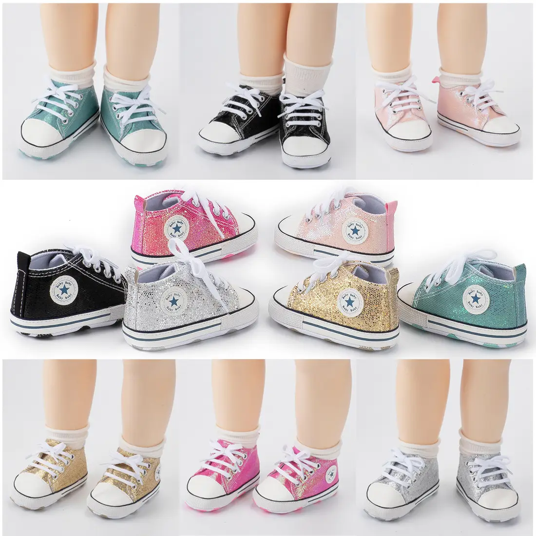 Pink Sequin Toddler Sneakers with White Sole