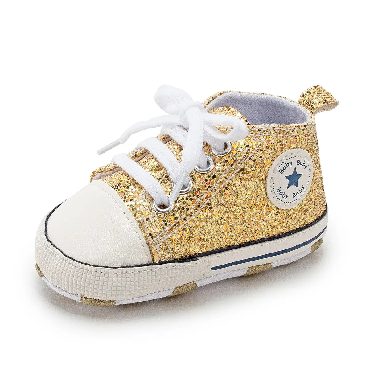 Pink Sequin Toddler Sneakers with White Sole