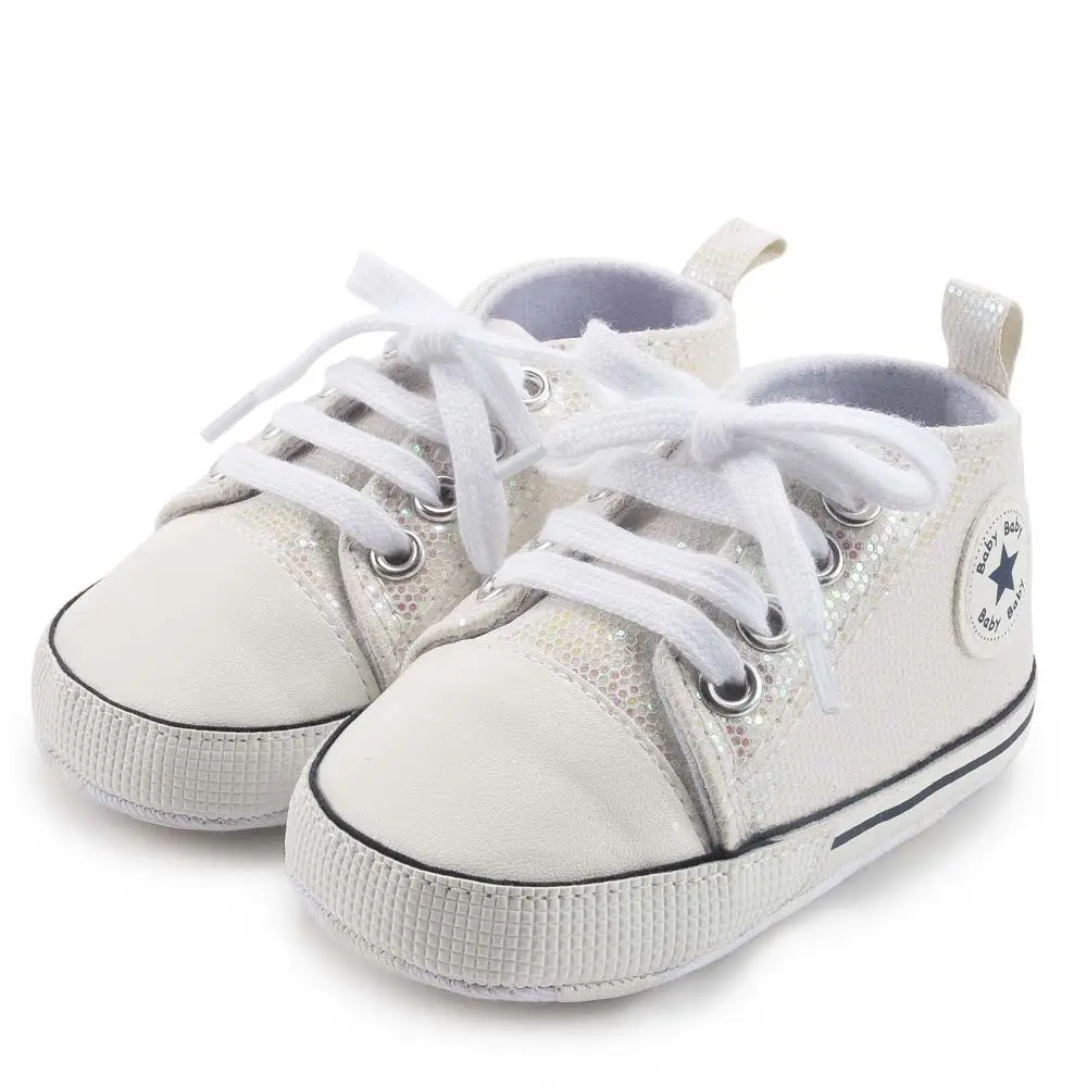 Pink Sequin Toddler Sneakers with White Sole