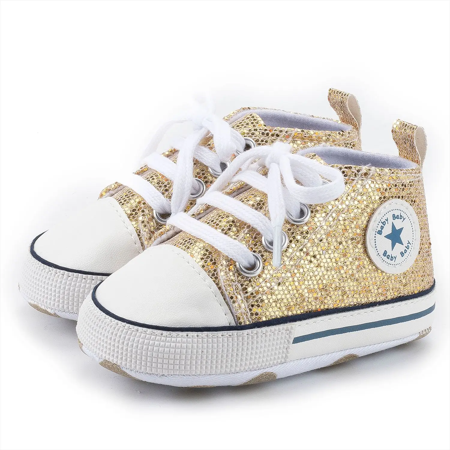 Pink Sequin Toddler Sneakers with White Sole