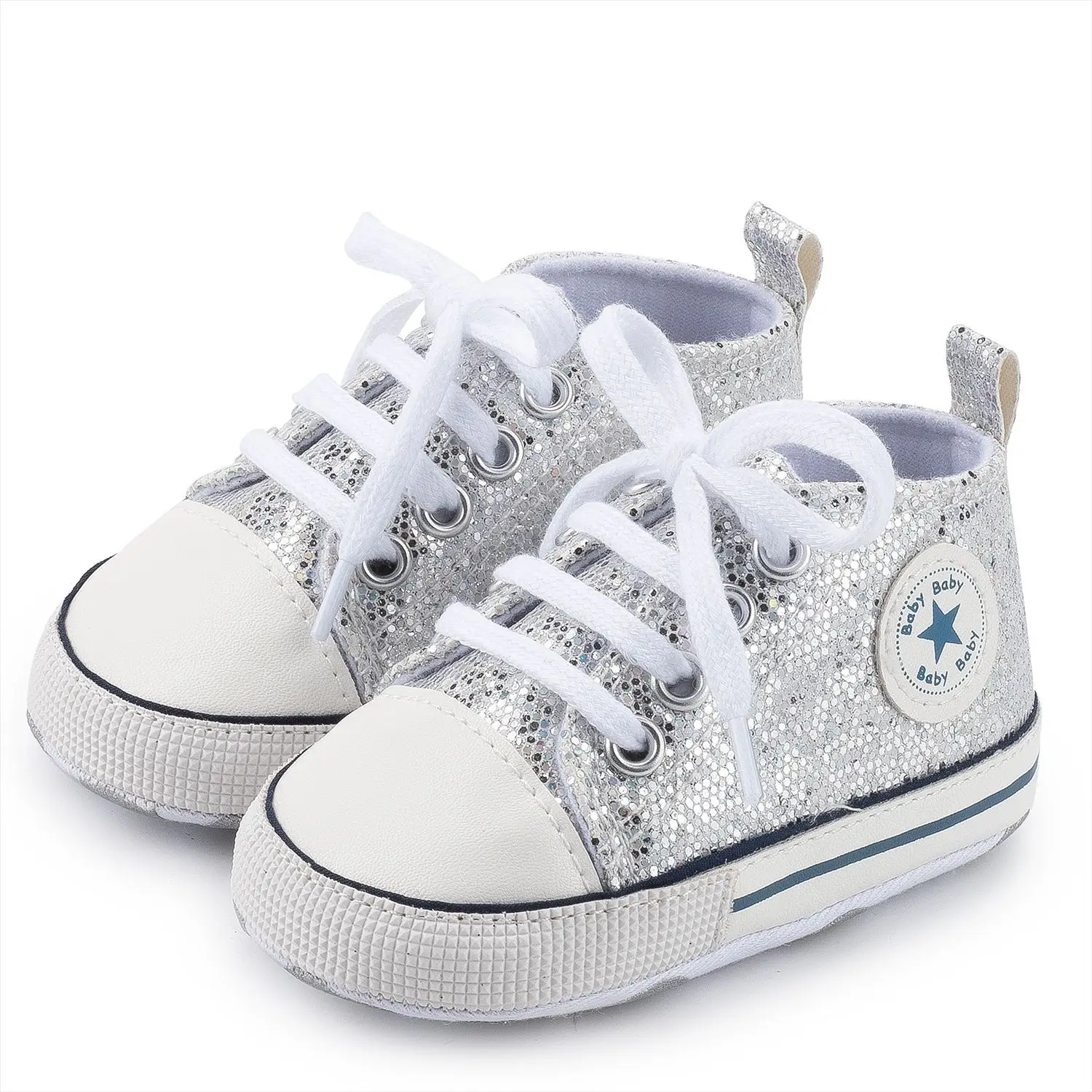 Pink Sequin Toddler Sneakers with White Sole