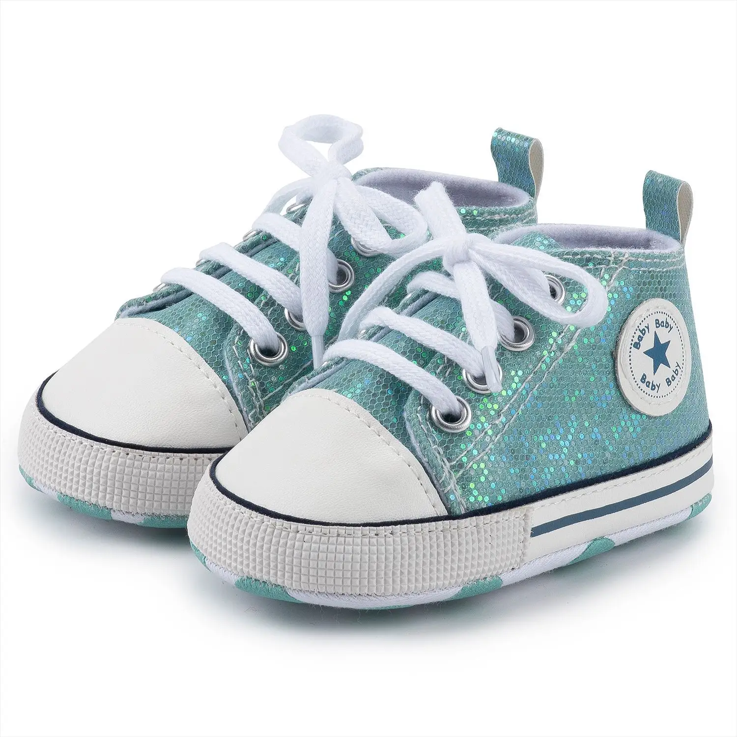 Pink Sequin Toddler Sneakers with White Sole