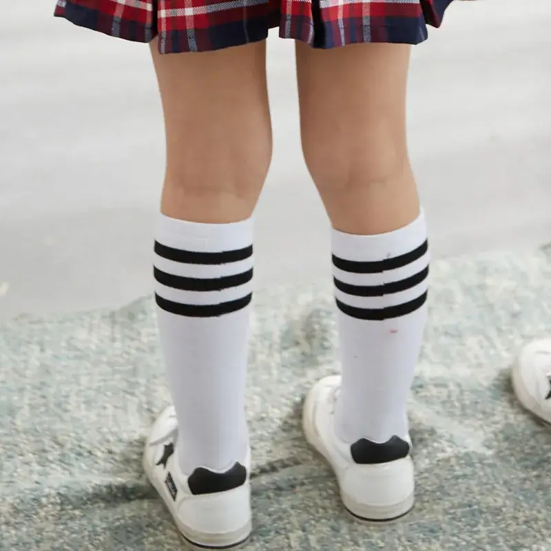 White Striped Mid-Calf Socks College Style Medium Small - Image 4