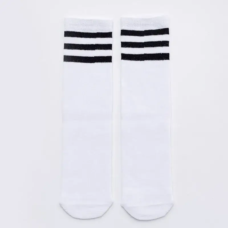 White Striped Mid-Calf Socks College Style Medium Small - Image 5
