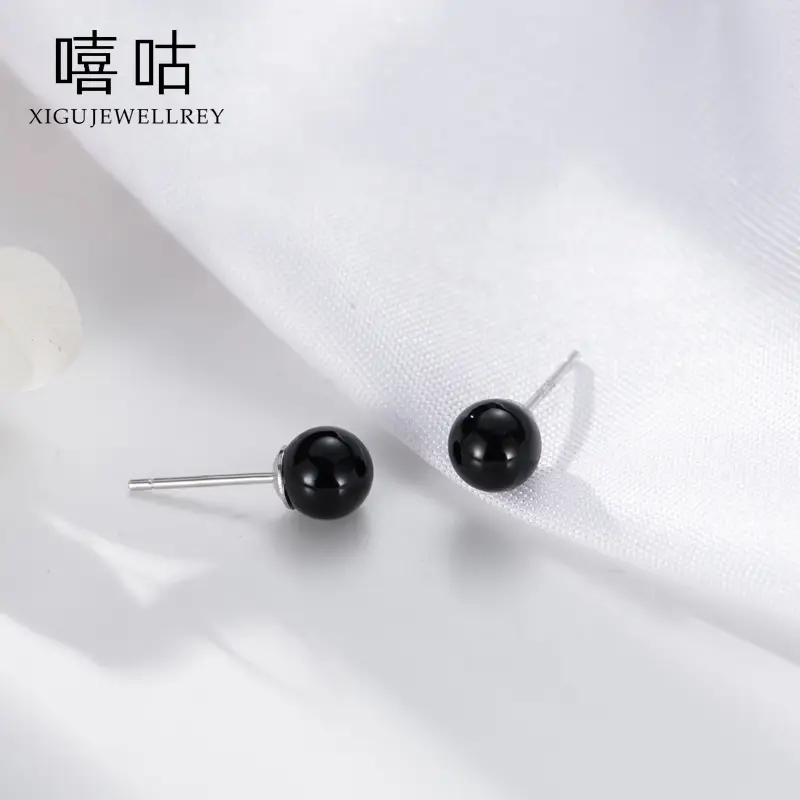 Xigu Earrings S925 Silver Round Bead Ball Fashion Men Women - Image 3