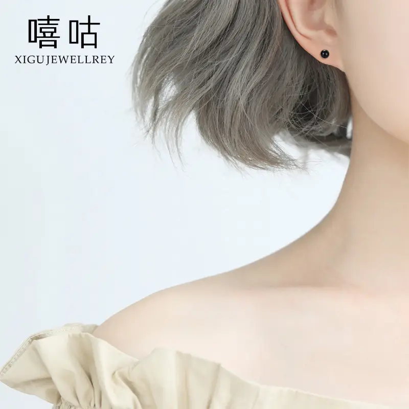 Xigu Earrings S925 Silver Round Bead Ball Fashion Men Women - Image 4