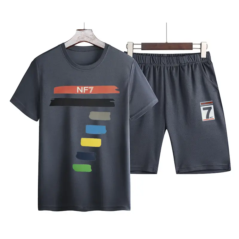 Men 2Pc T-Shirt Shorts Set NEF7 Graphic Print - Image 5