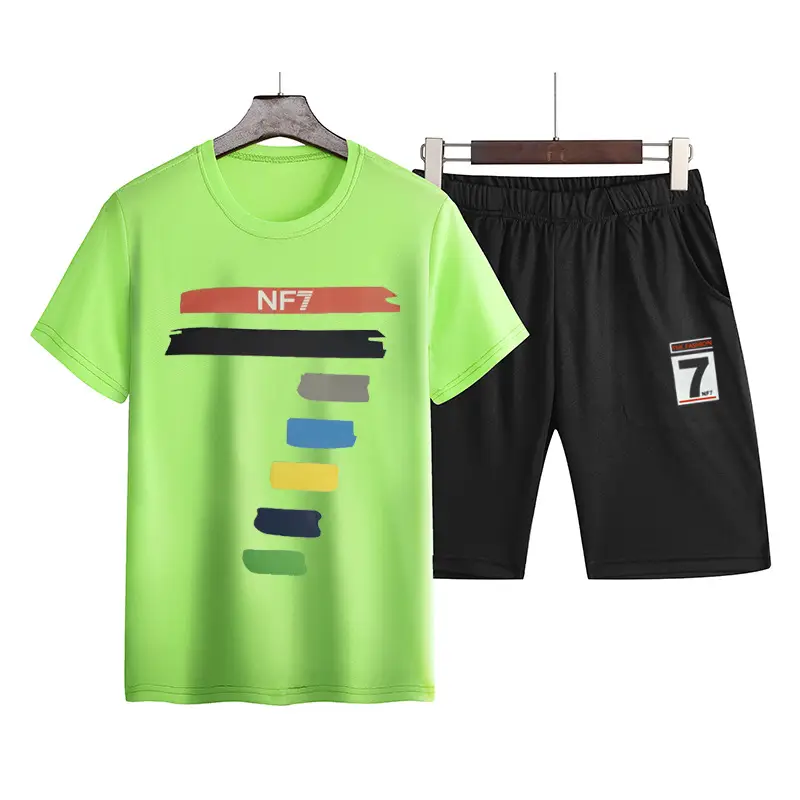 Men 2Pc T-Shirt Shorts Set NEF7 Graphic Print - Image 6