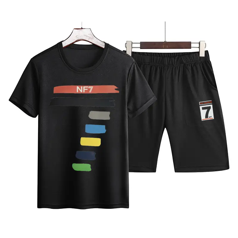 Men 2Pc T-Shirt Shorts Set NEF7 Graphic Print - Image 3
