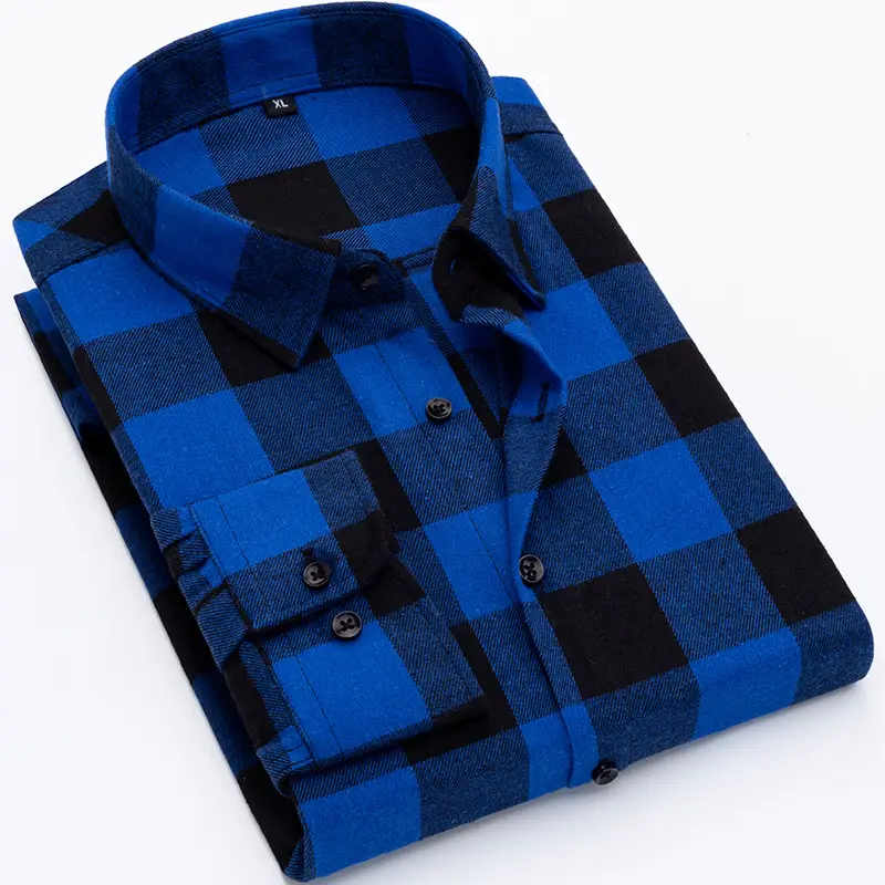 Men's Slim Fit Plaid Long Sleeve Shirt - Image 4