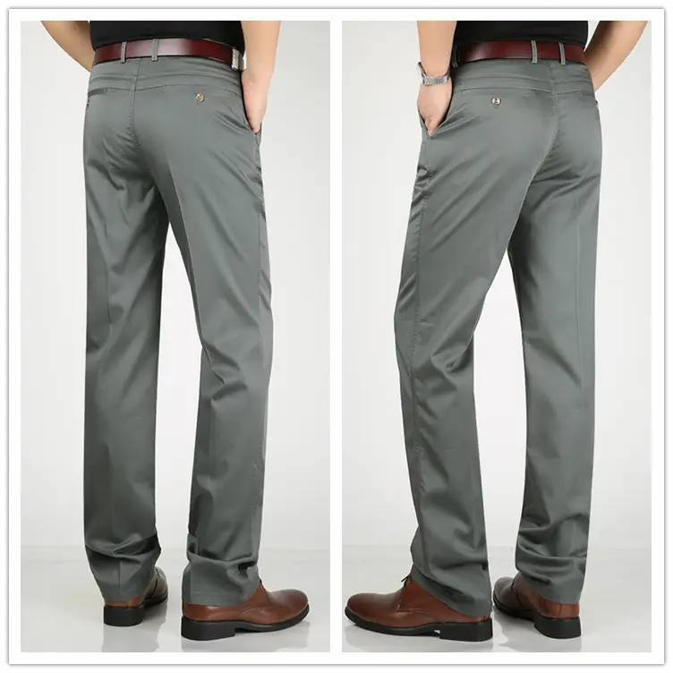 Spring Men Straight Cut Pants Large Cream - Image 7