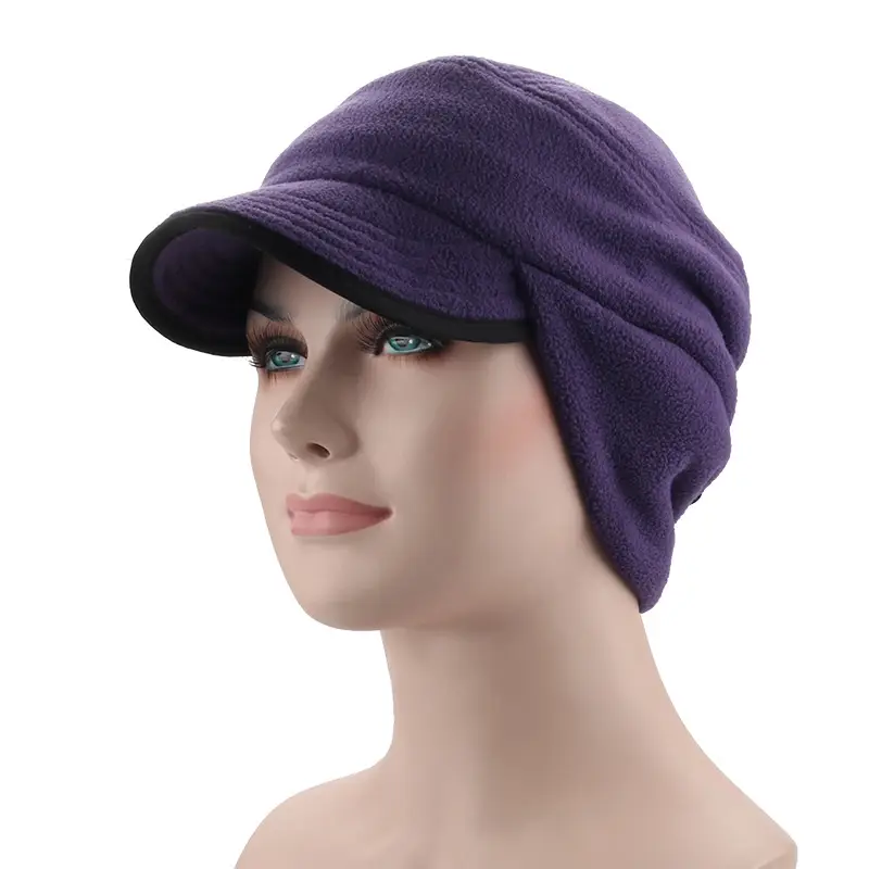 Men Winter Riding Ear Protection Cap Navy Fleece - Image 7