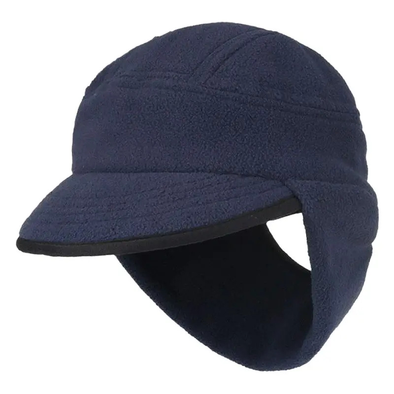 Men Winter Riding Ear Protection Cap Navy Fleece