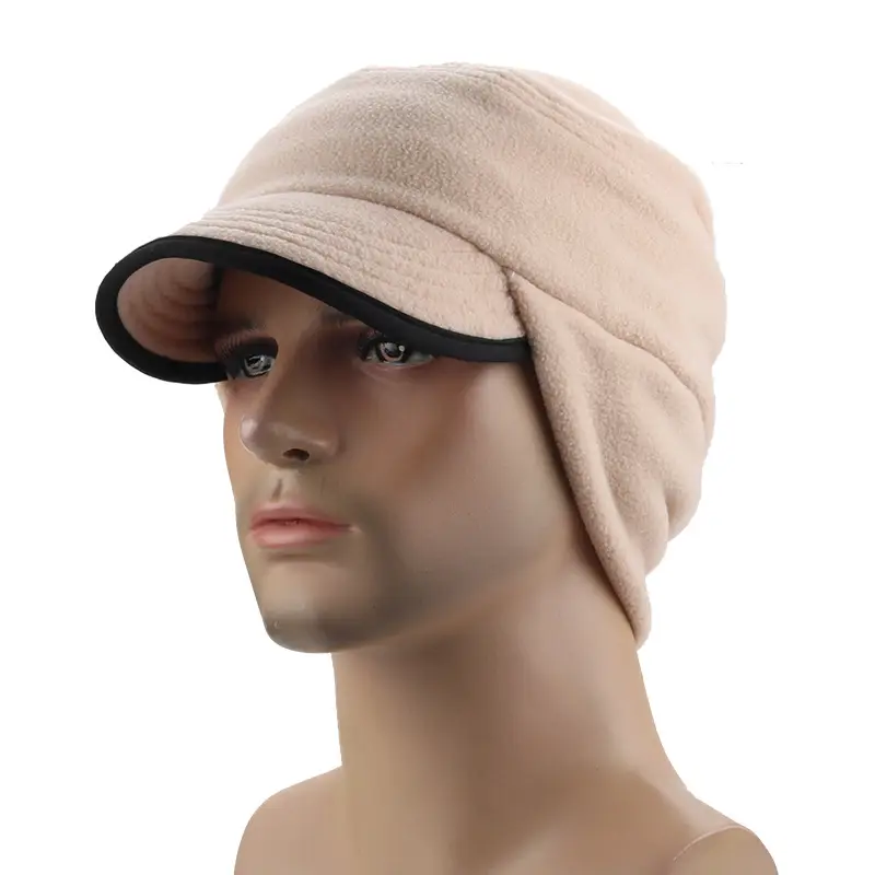 Men Winter Riding Ear Protection Cap Navy Fleece - Image 3