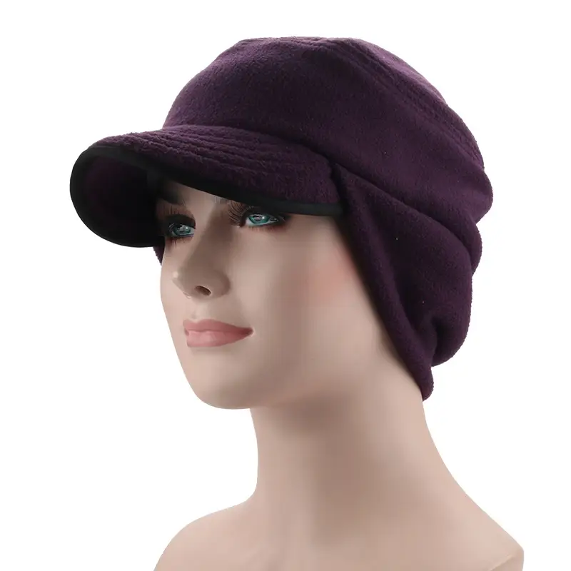 Men Winter Riding Ear Protection Cap Navy Fleece - Image 4