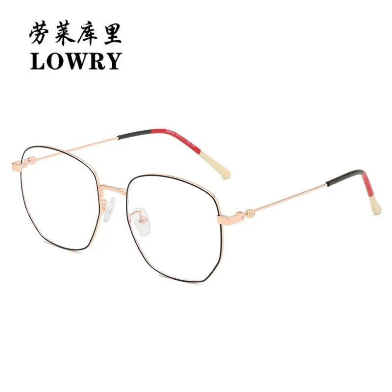 Anti-Blue Light Metal Glasses Frame Polygonal Mirror - Image 9