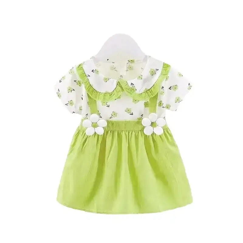 2025 Summer Cute Kids Western Dress Pink Half Sleeve Skirt - Image 11