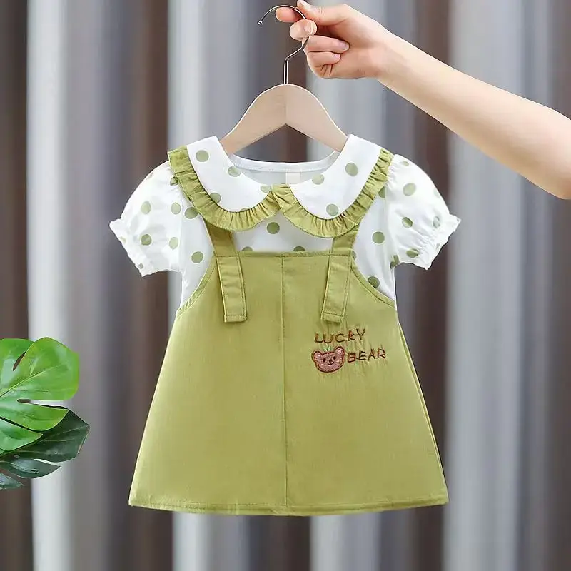 2025 Summer Cute Kids Western Dress Pink Half Sleeve Skirt - Image 10