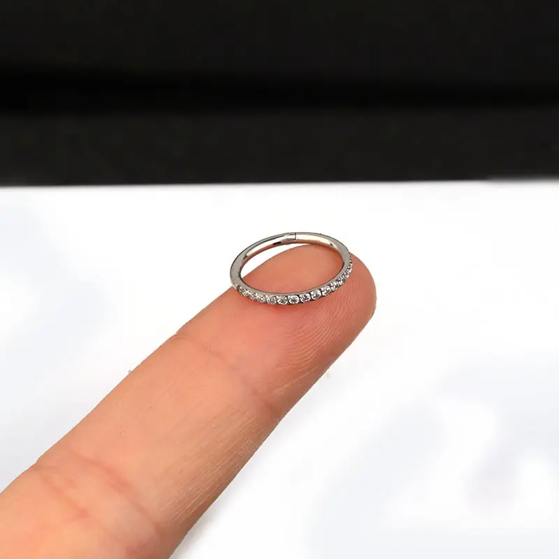 Cross-border New Side Inlaid Zircon Closed Ring Pure Stainless Steel - Image 4