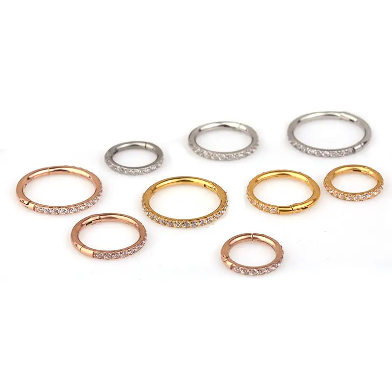 Cross-border New Side Inlaid Zircon Closed Ring Pure Stainless Steel - Image 5