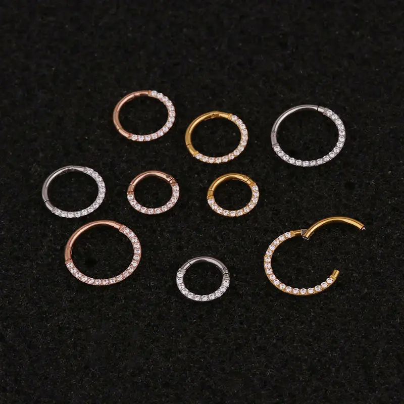 Pure Stainless Steel Zircon Closed Ring Earrings - Image 2