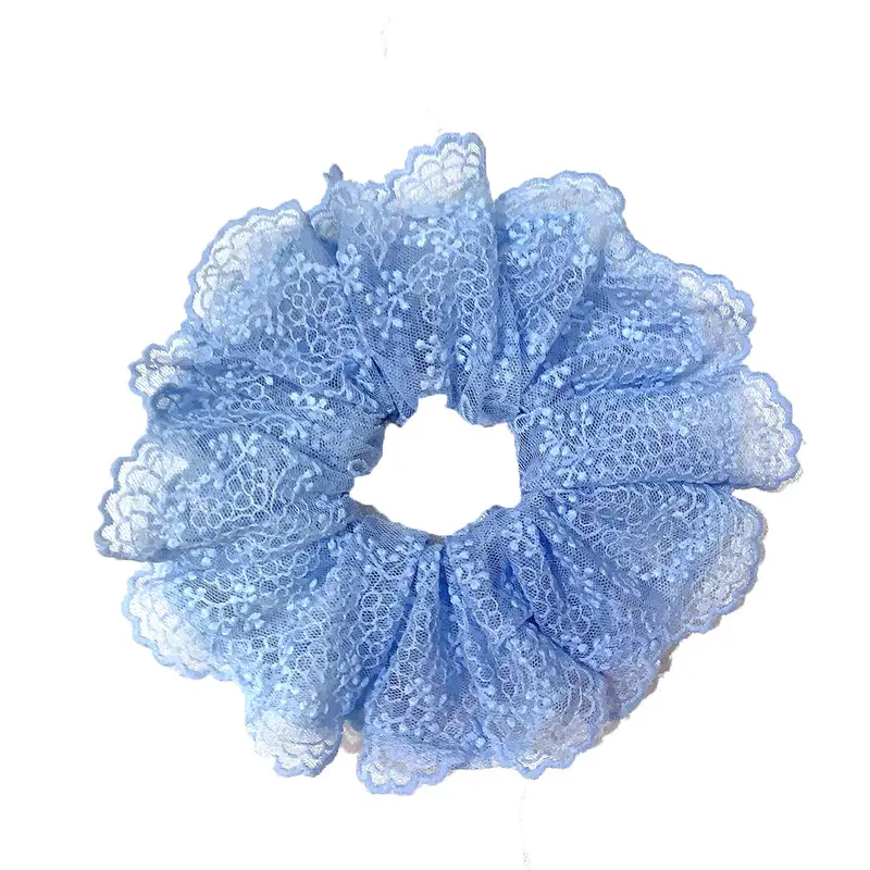 Blue Lace Embroidered Wave Bow Hair Ring - Image 11