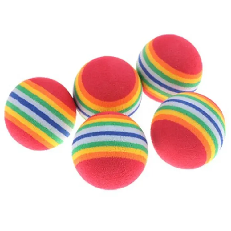 Cat Self-Entertainment Toy Eva Small Size 35mm Rainbow Ball Cat Toy Ball Colorful Elastic Silent Ball to Amuse Cats Silently