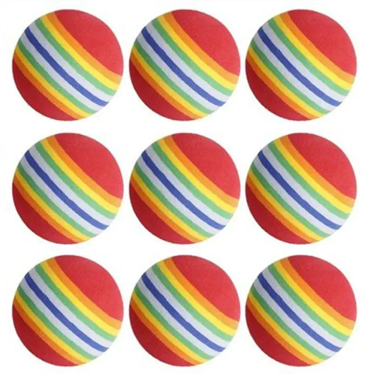 Cat Self-Entertainment Toy Eva Small Size 35mm Rainbow Ball Cat Toy Ball Colorful Elastic Silent Ball to Amuse Cats Silently