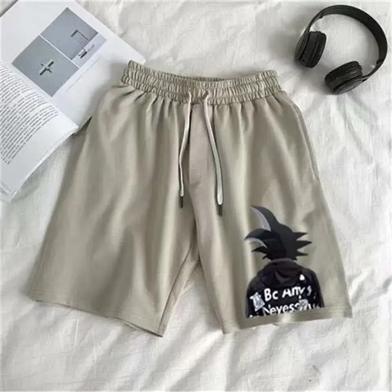 Men Green Solid Color Loose Casual Shorts Summer Beach Pants