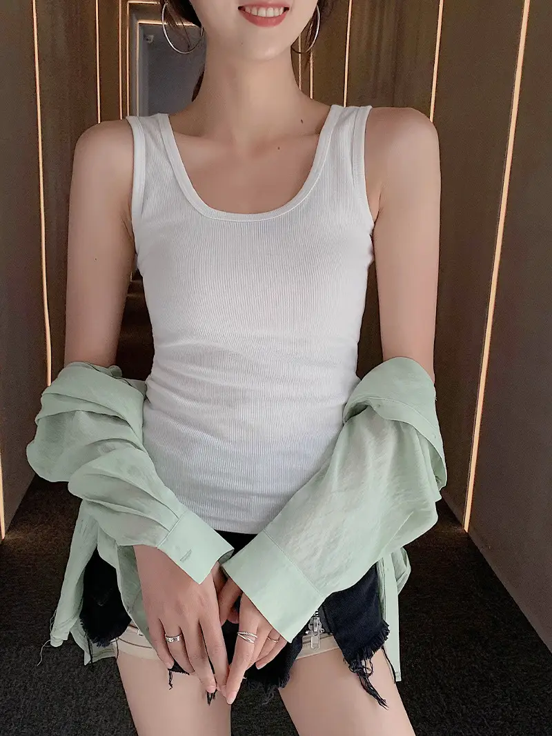 Women's Knitted Summer T-Shirt with Short Suspenders - Image 9