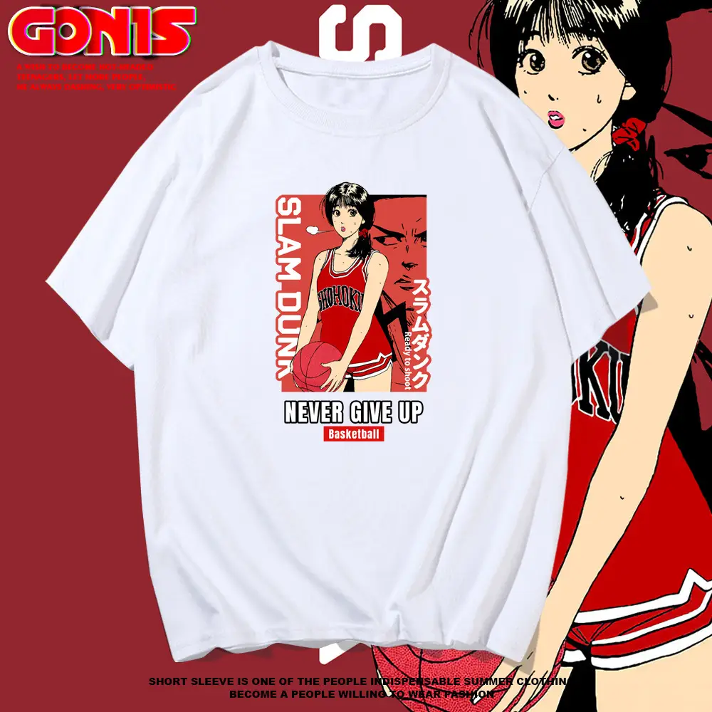 Men Women Summer Printed T-Shirt White Red
