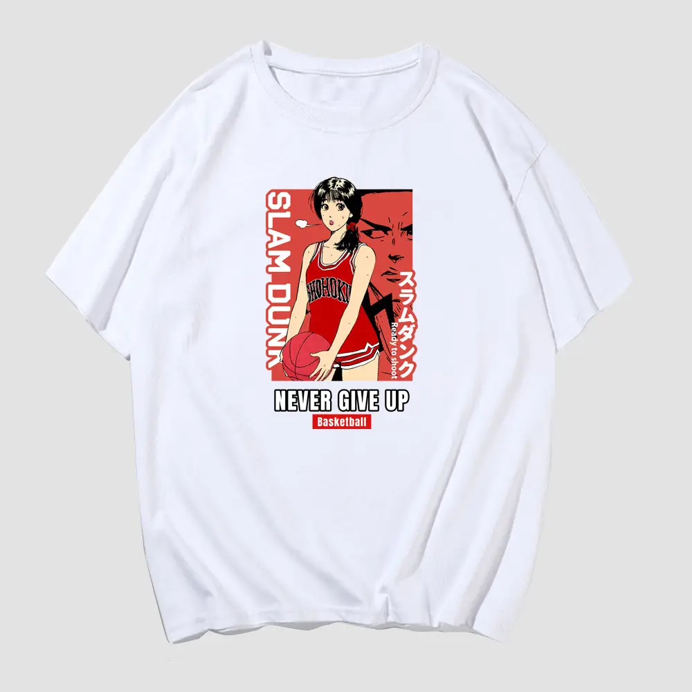 Men Women Summer Printed T-Shirt White Red