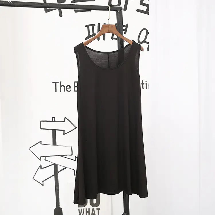 Black Sleeveless Vest Dress for Women Large Size - Image 4