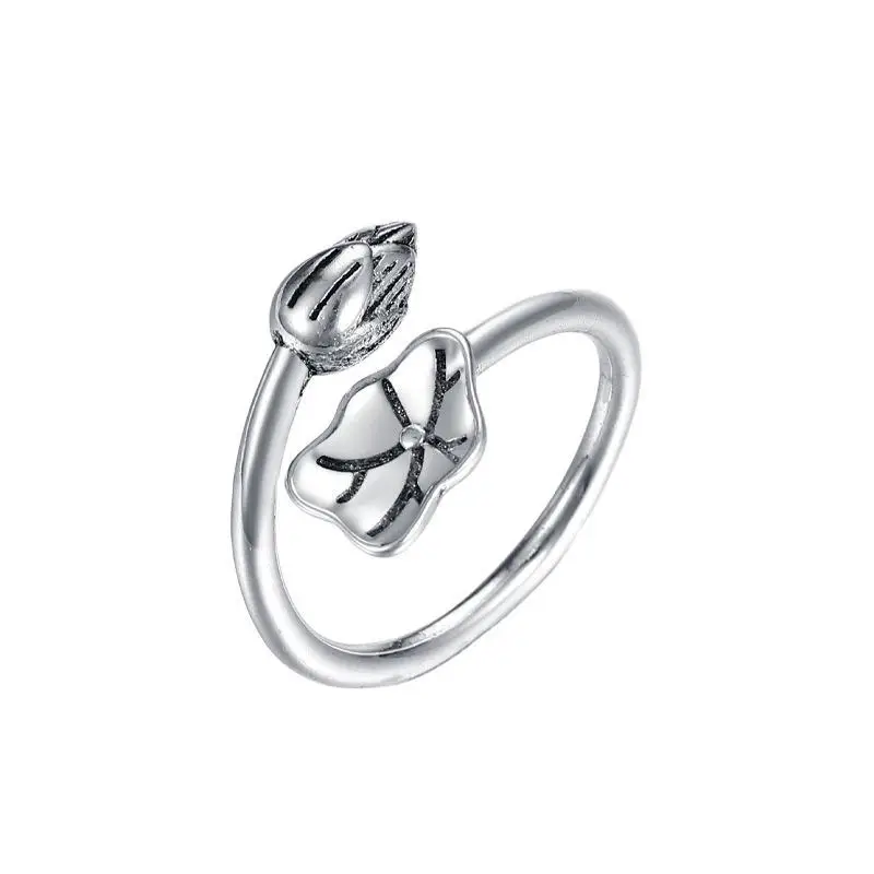 Women's Sterling Silver Lotus Leaf Ring with Student Design - Image 5