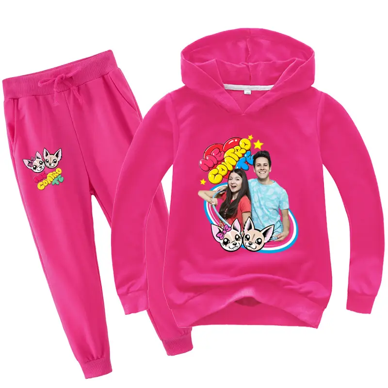 Black Cartoon Hoodie Sweatpants Set for Kids