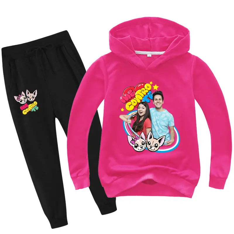 Black Cartoon Hoodie Sweatpants Set for Kids — feature 10