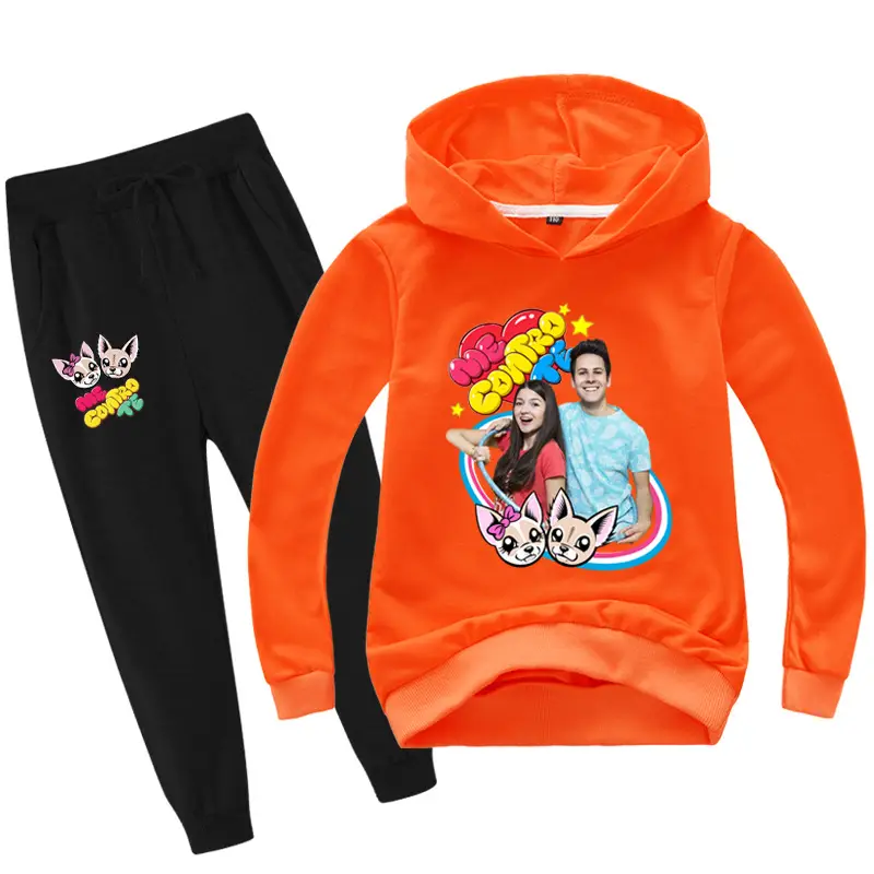Black Cartoon Hoodie Sweatpants Set for Kids — feature 11