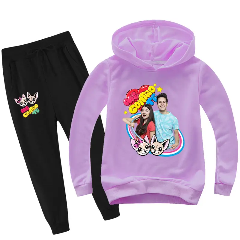 Black Cartoon Hoodie Sweatpants Set for Kids — feature 12