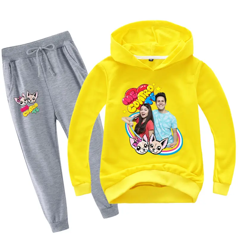 Black Cartoon Hoodie Sweatpants Set for Kids — feature 15