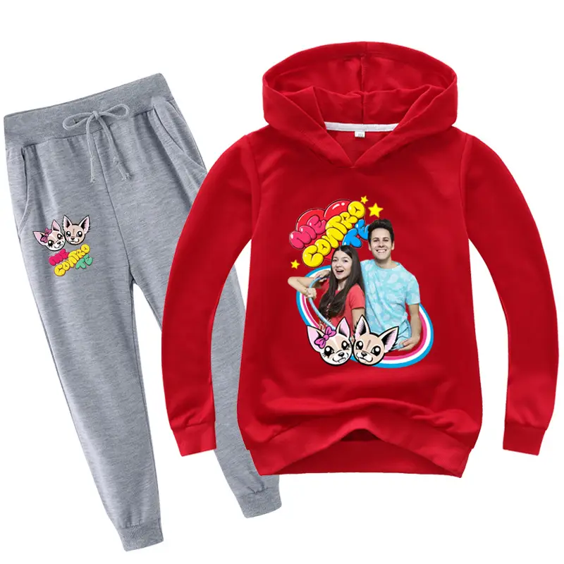 Black Cartoon Hoodie Sweatpants Set for Kids — feature 16