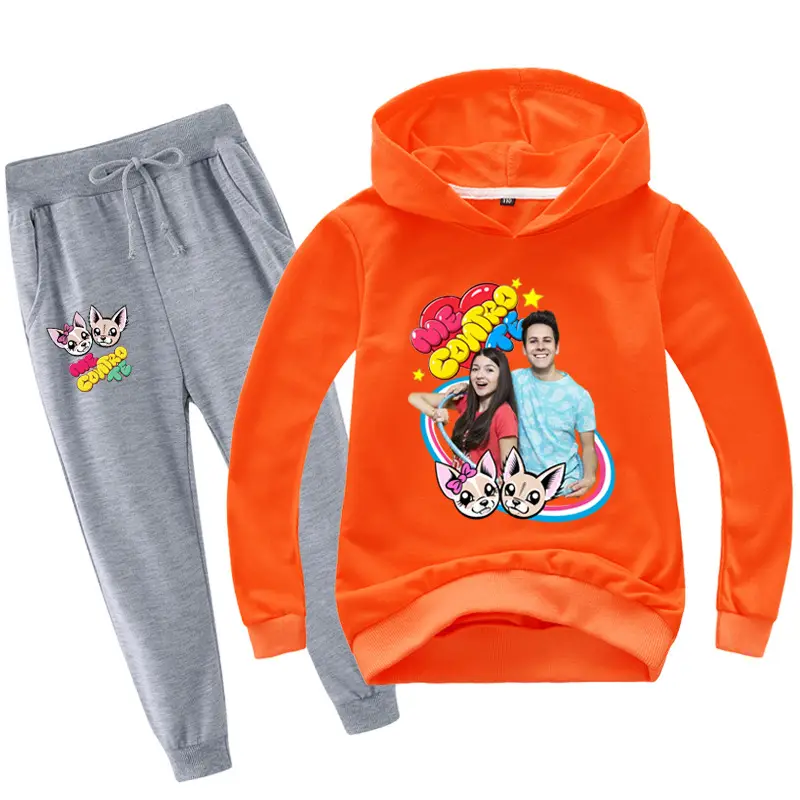 Black Cartoon Hoodie Sweatpants Set for Kids — feature 19