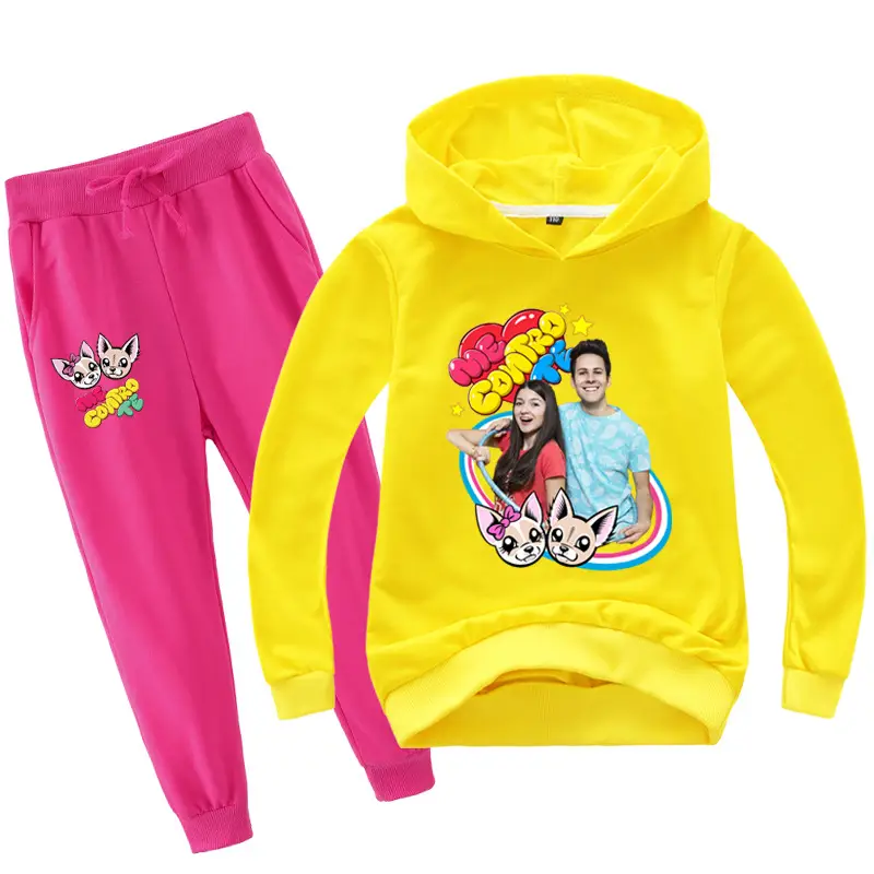 Black Cartoon Hoodie Sweatpants Set for Kids — feature 24