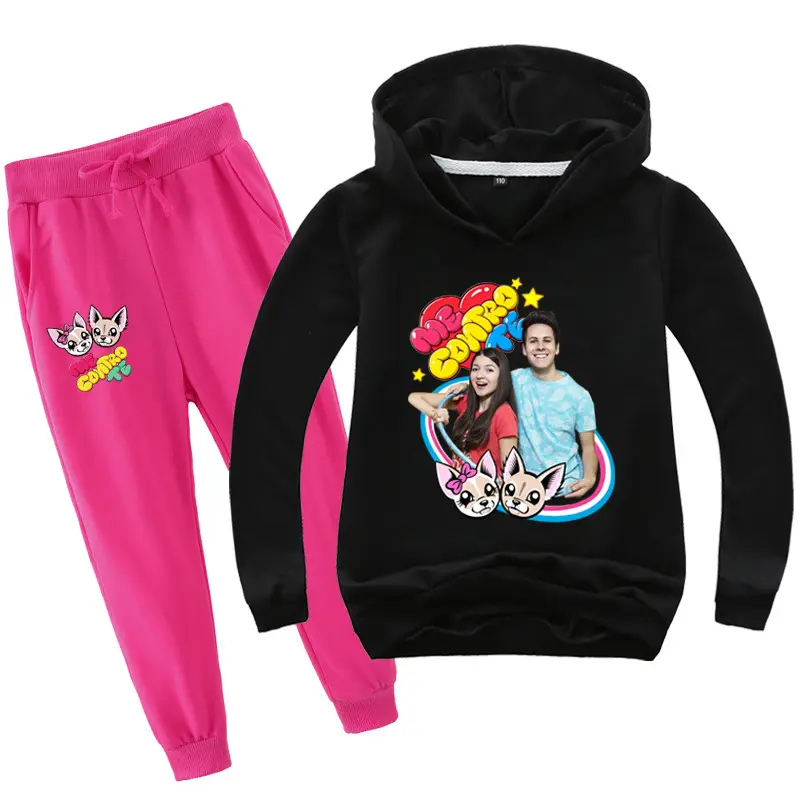 Black Cartoon Hoodie Sweatpants Set for Kids — feature 26
