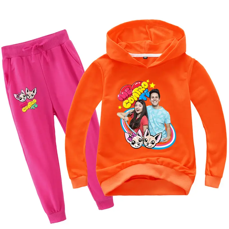 Black Cartoon Hoodie Sweatpants Set for Kids — feature 28