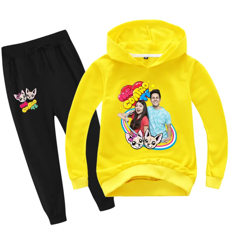 Black Cartoon Hoodie Sweatpants Set for Kids — feature 5